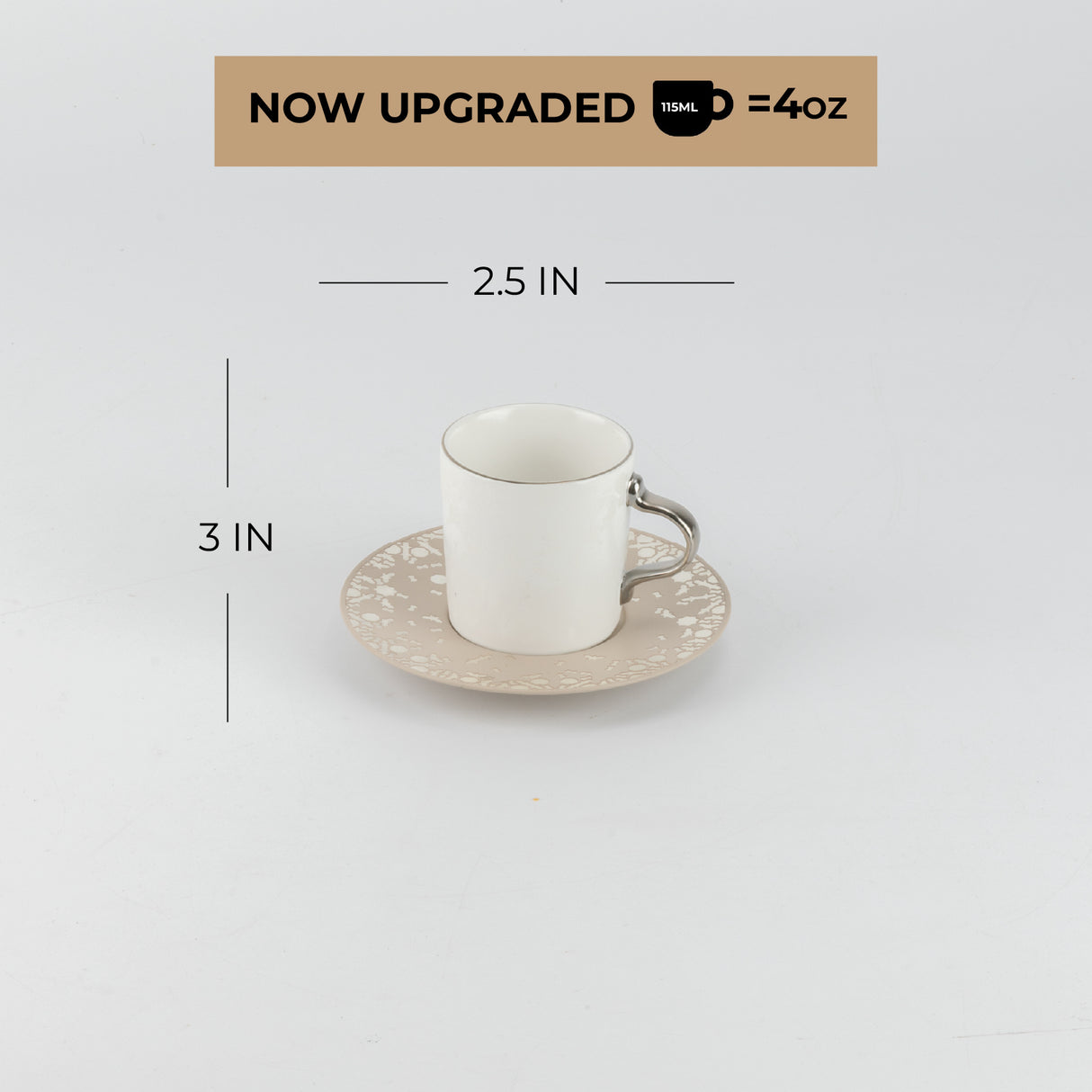 Nourhan - Espresso/Turkish Coffee Set (12-Pc) - Beige & Silver