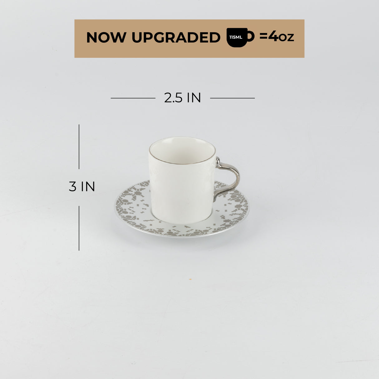 Nourhan - Espresso/Turkish Coffee Set (12-Pc) - Silver