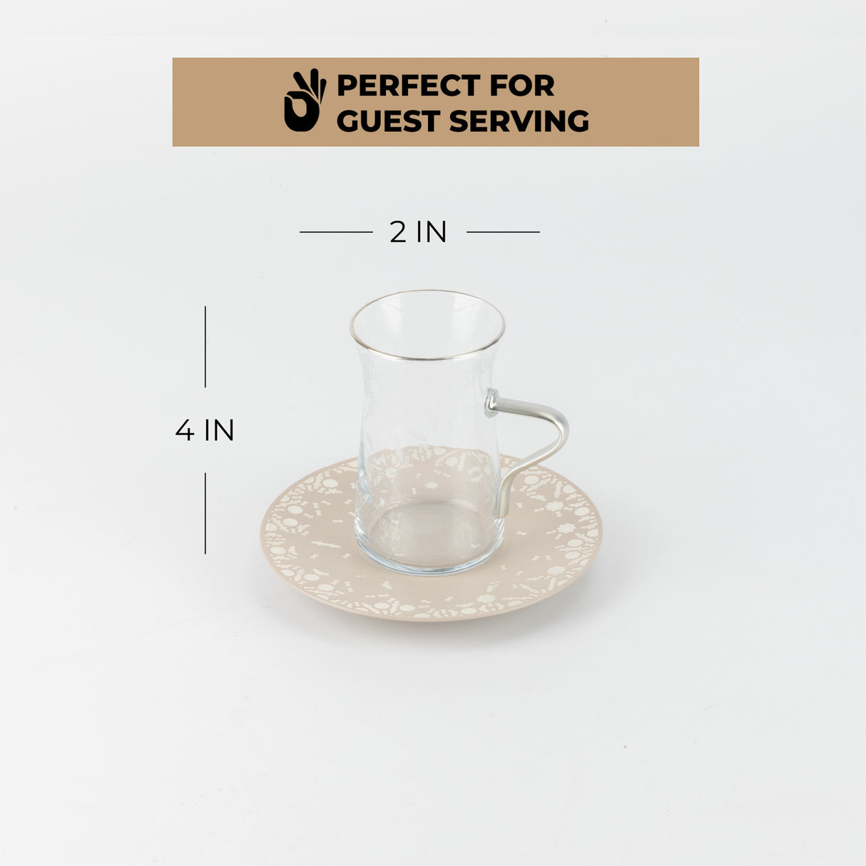 Nourhan - Tea Set (19-Pc) - Beige & Silver