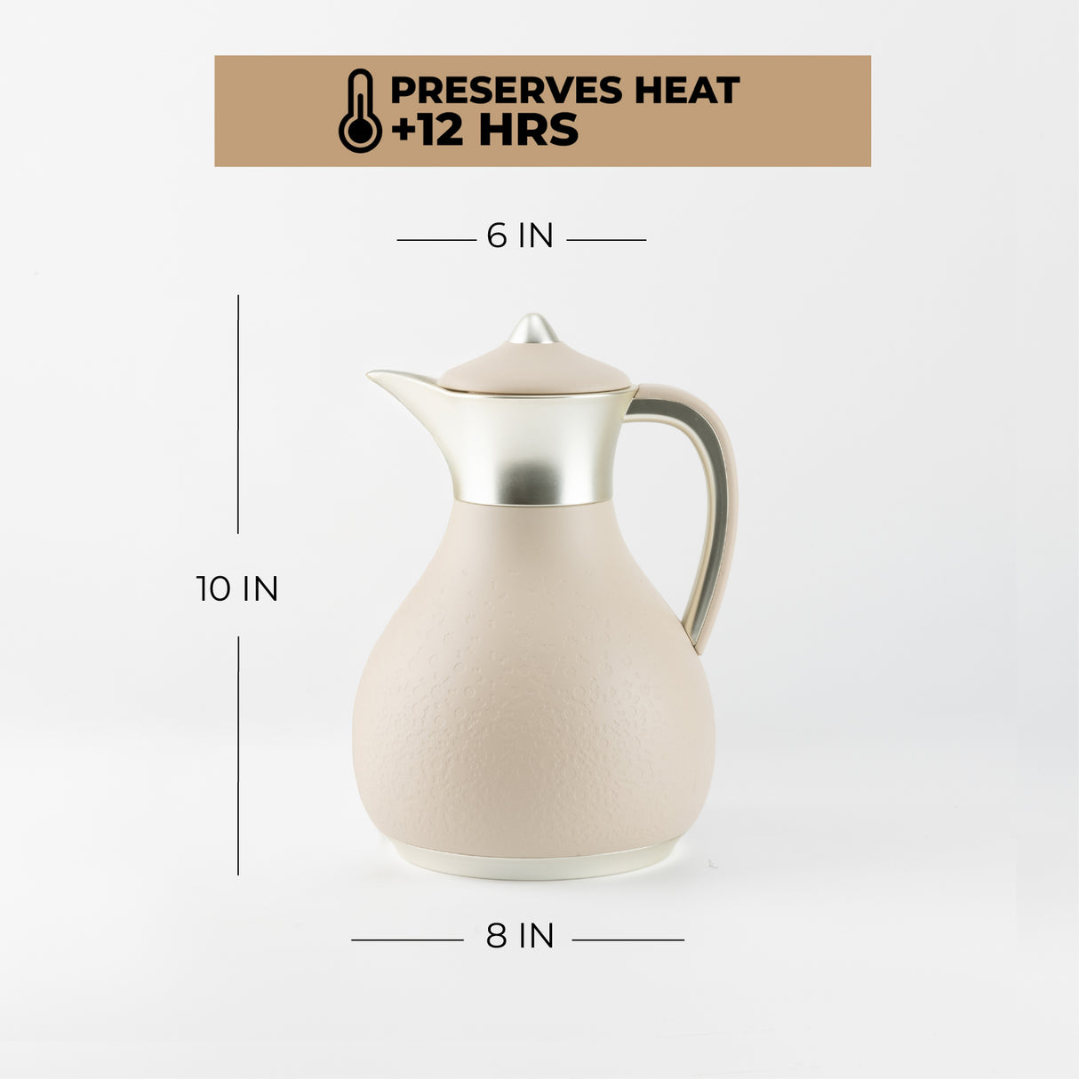 Nourhan - Vacuum Flask/Thermos - Beige & Matt Silver