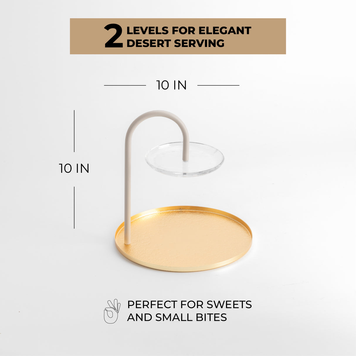 Nourhan - 2 Tier Plate - Gold & Beige