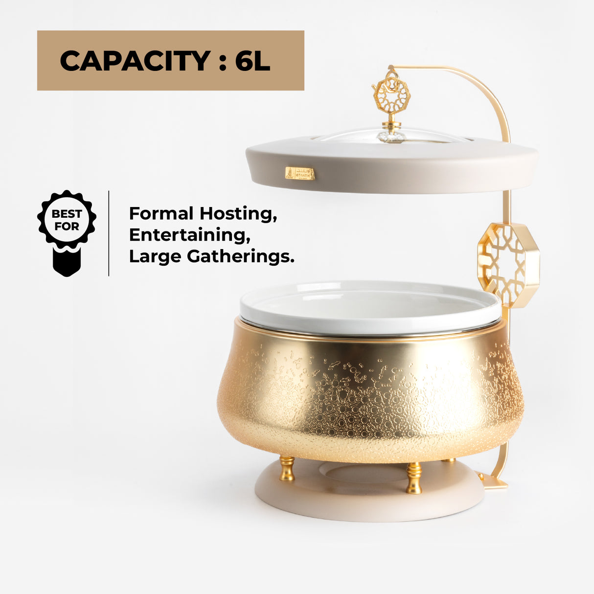 Nourhan - 6 Liters Chafer - Gold & Beige
