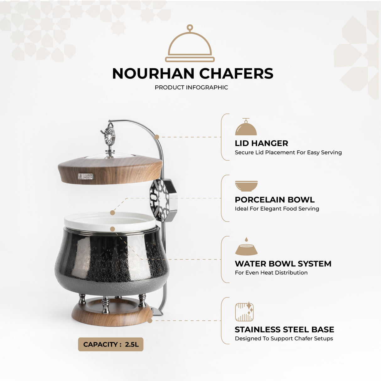Nourhan - 2.5 Liters Chafer - Black Walnut