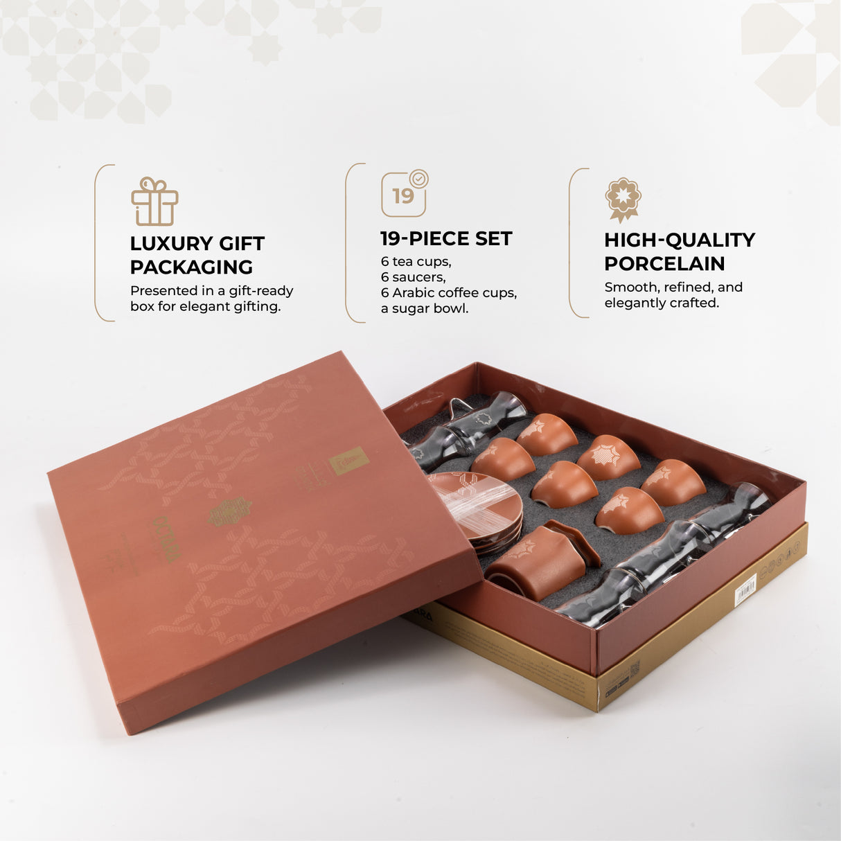 Octara - Tea Set (19-Pc) - Orange & Silver