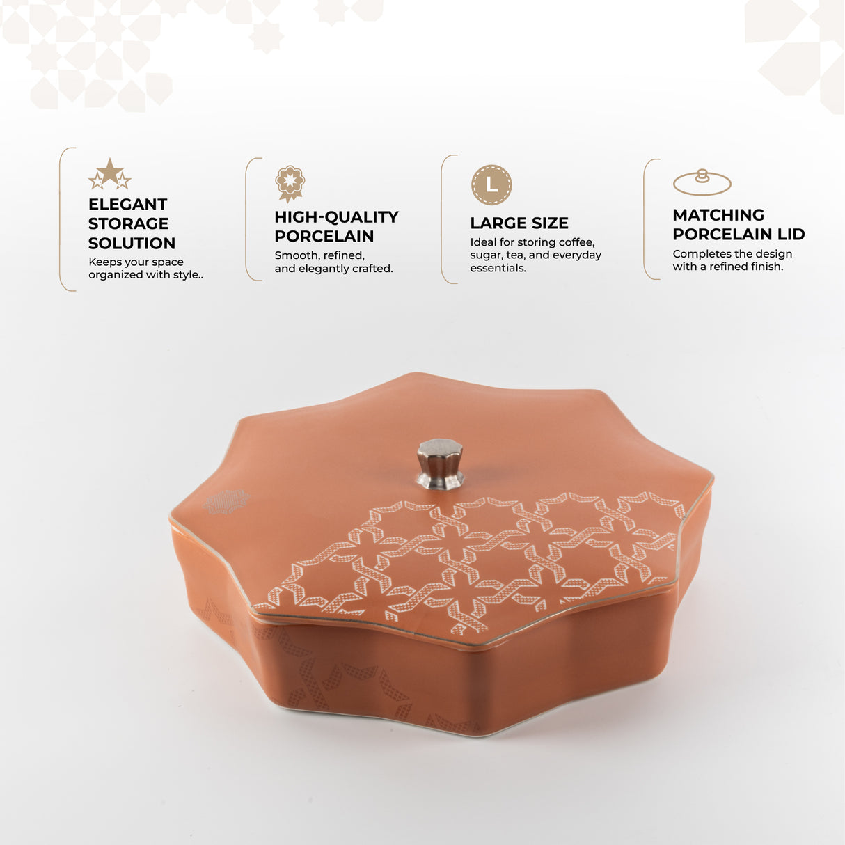 Octara - Large Decorative Canister - Orange & Silver