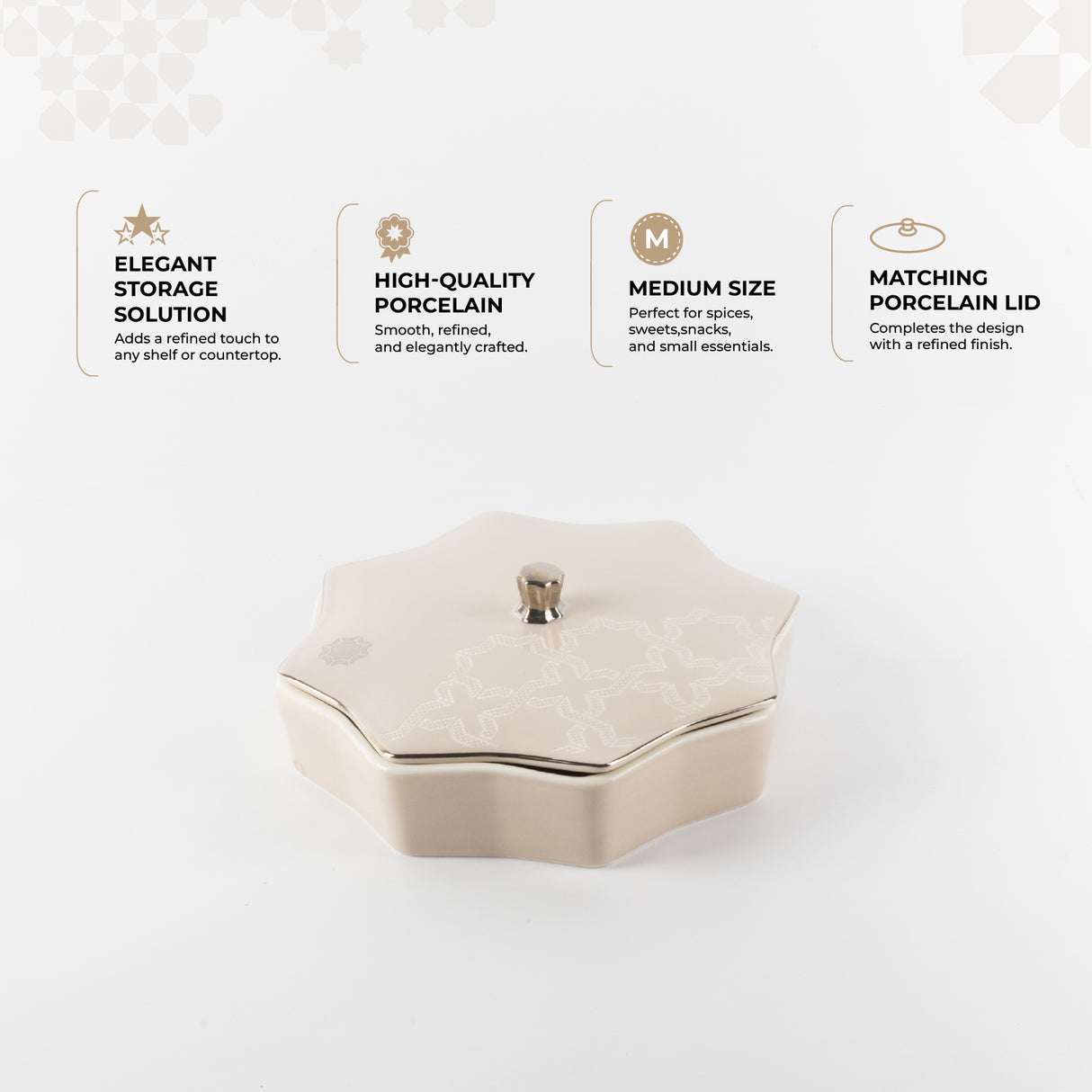 Octara - Medium Decorative Canister - Beige & Silver