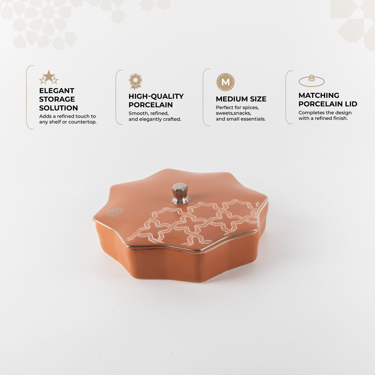 Octara - Medium Decorative Canister - Orange & Silver