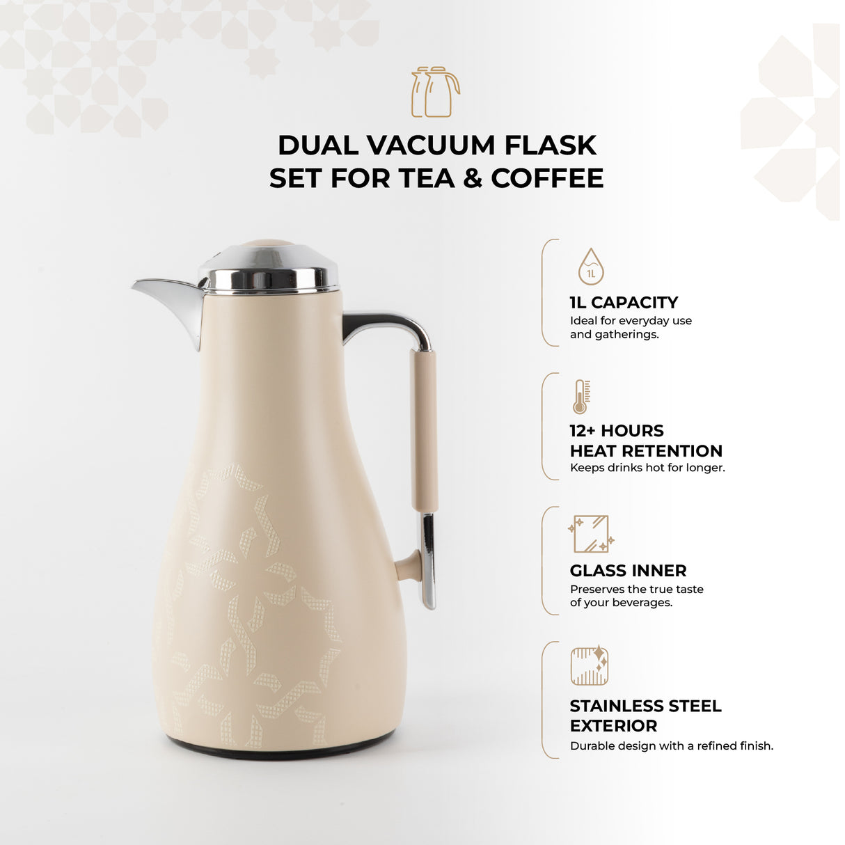 Octara - Vacuum Flask / Thermos (Set of 2) - Orange & Silver