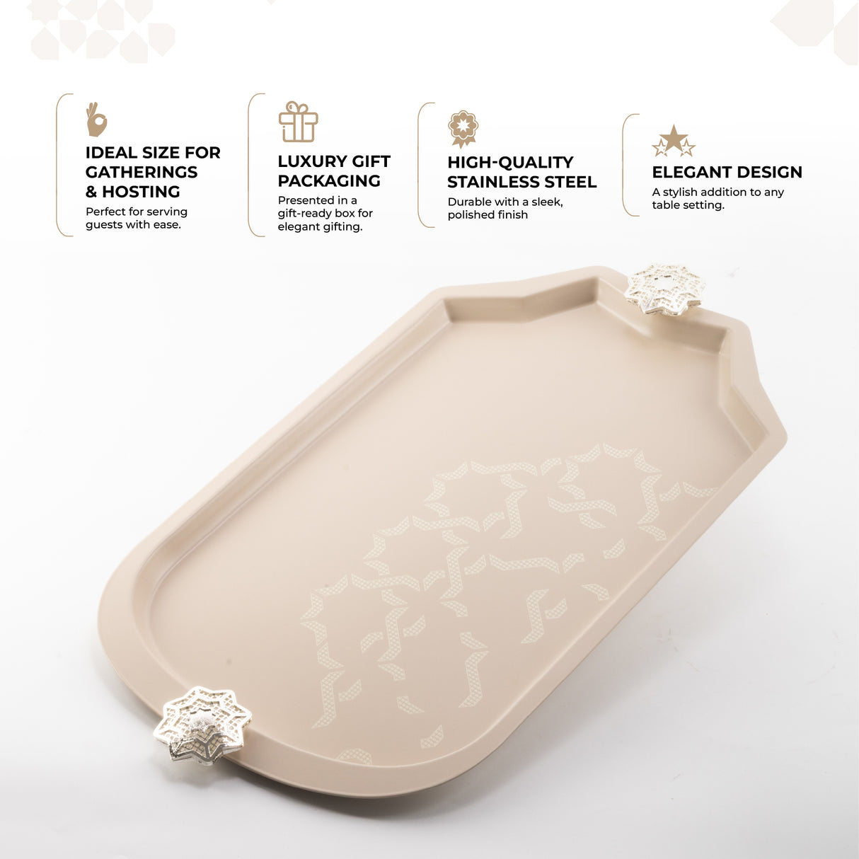 Octara - Serving Tray - Beige & Silver