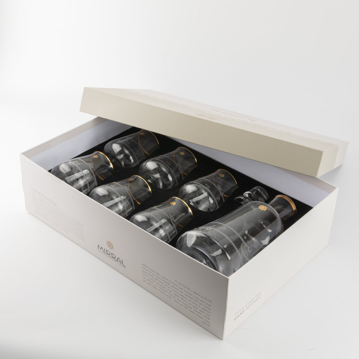 Mirral- Jug with 6 Short glass cups - Gold