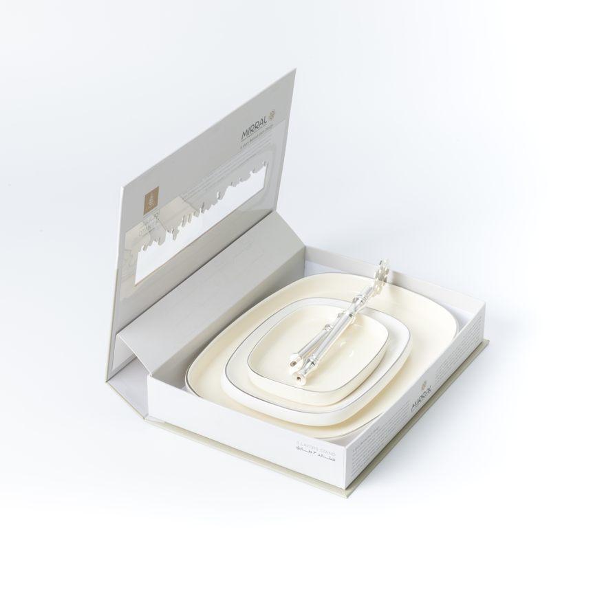 Mirral - 3 Tier Plate - White & Silver