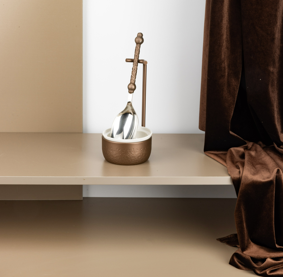 Nourhan - Luxury Chafer Spoon & Holder Set - Bronze & Silver