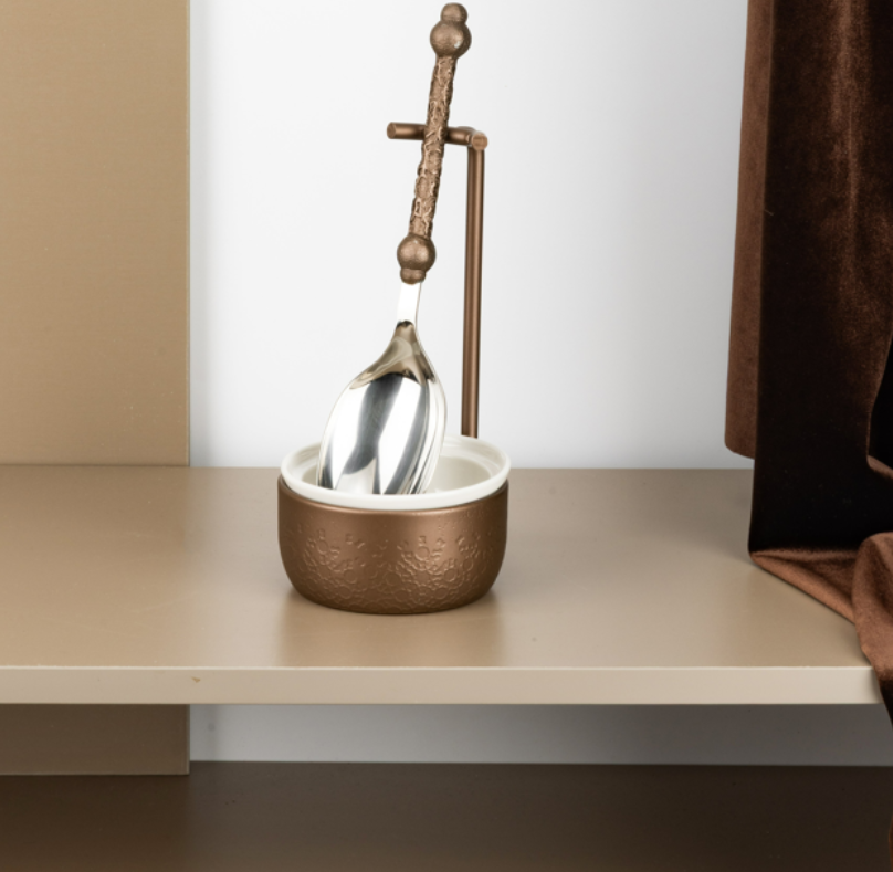 Nourhan - Luxury Chafer Spoon & Holder Set - Bronze & Silver