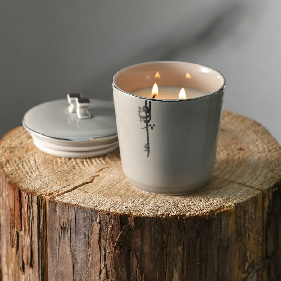 LIQAA - Large Candle|Jasmine Vanilla - Grey Silver
