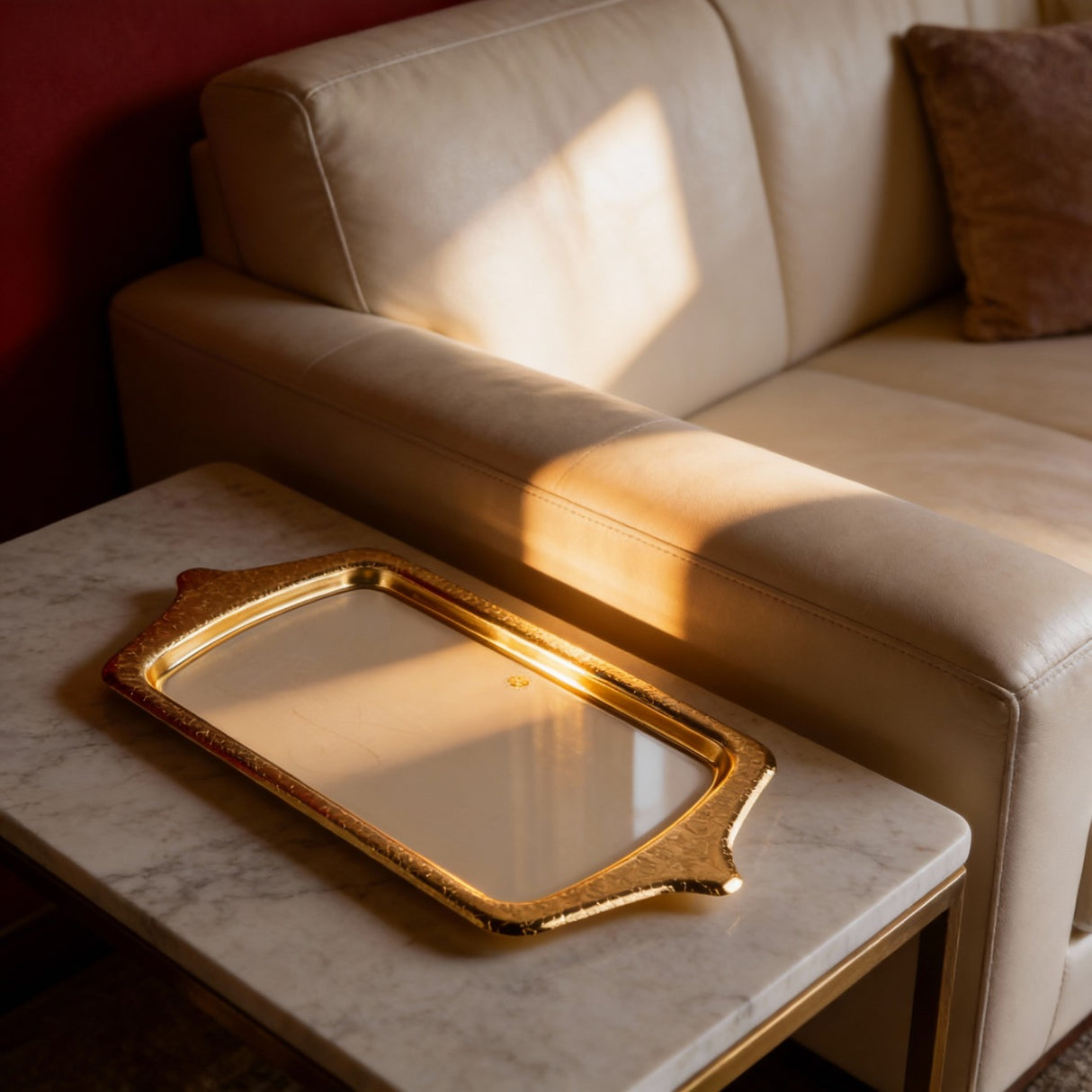 Jiwar - Serving Tray - Ivory & Gold