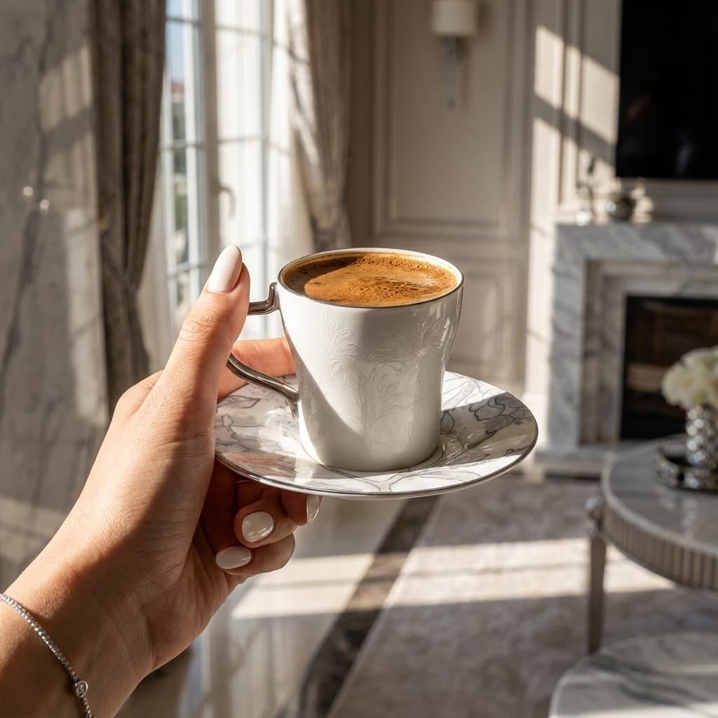 Khuzama - Cappuccino Set (12-Pc) - Pink & Gold