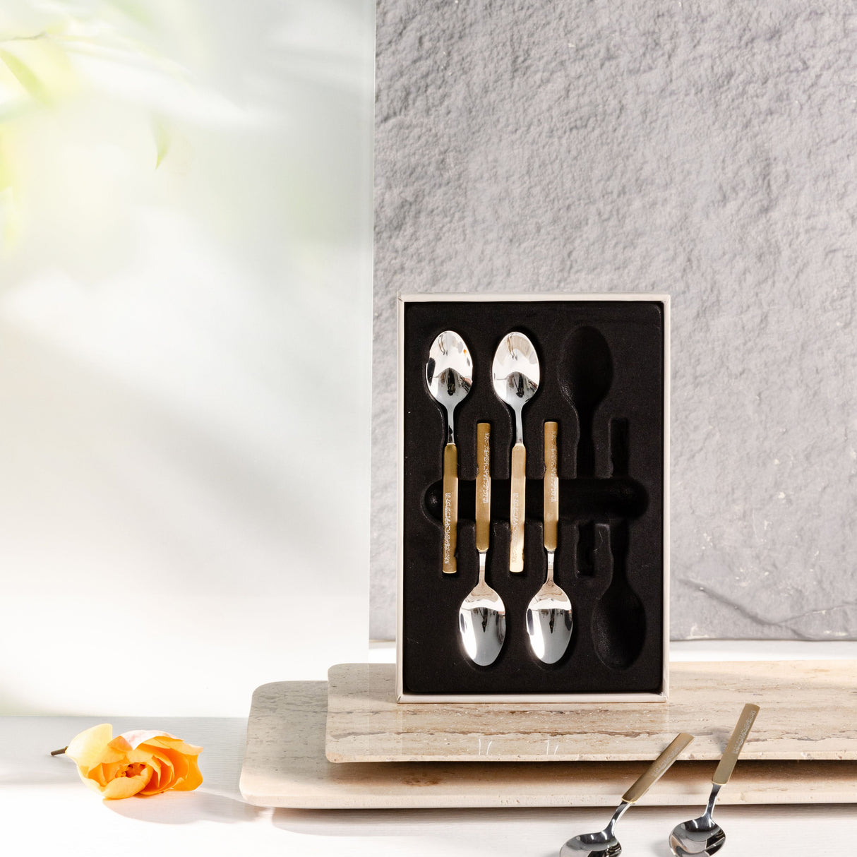 Jiwar - 6pc Teaspoon Set - Silver & Gold