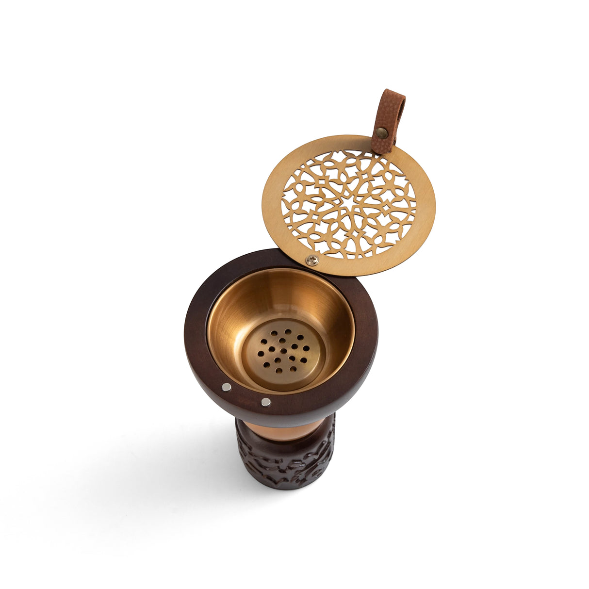 Athar - Wooden Incense Burner (2-Pc)- Black & Gold