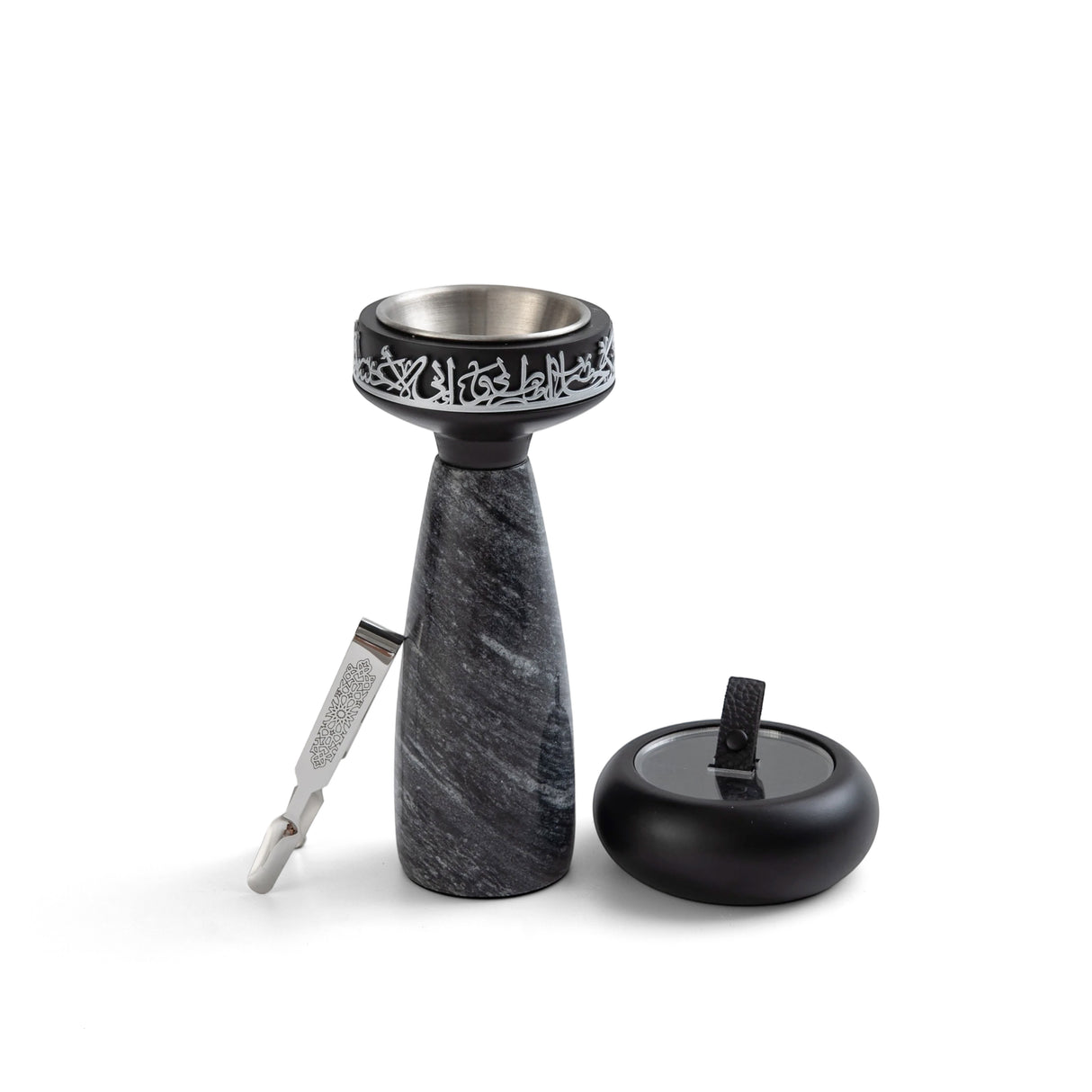 Athar - Marble Incense Burner Set (3-Pc) - Midnight Black & Silver