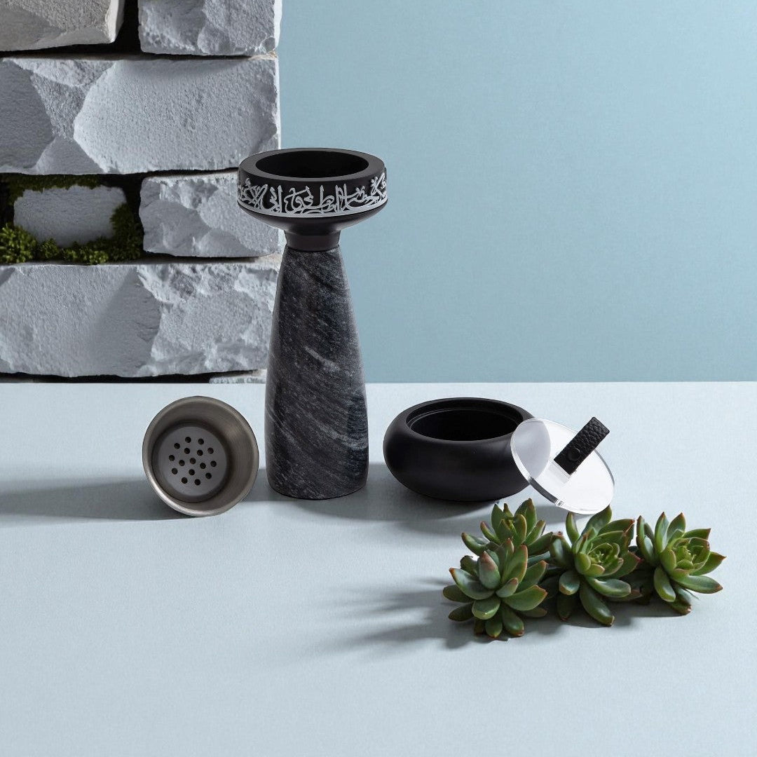 Athar - Marble Incense Burner Set (3-Pc) - Midnight Black & Silver
