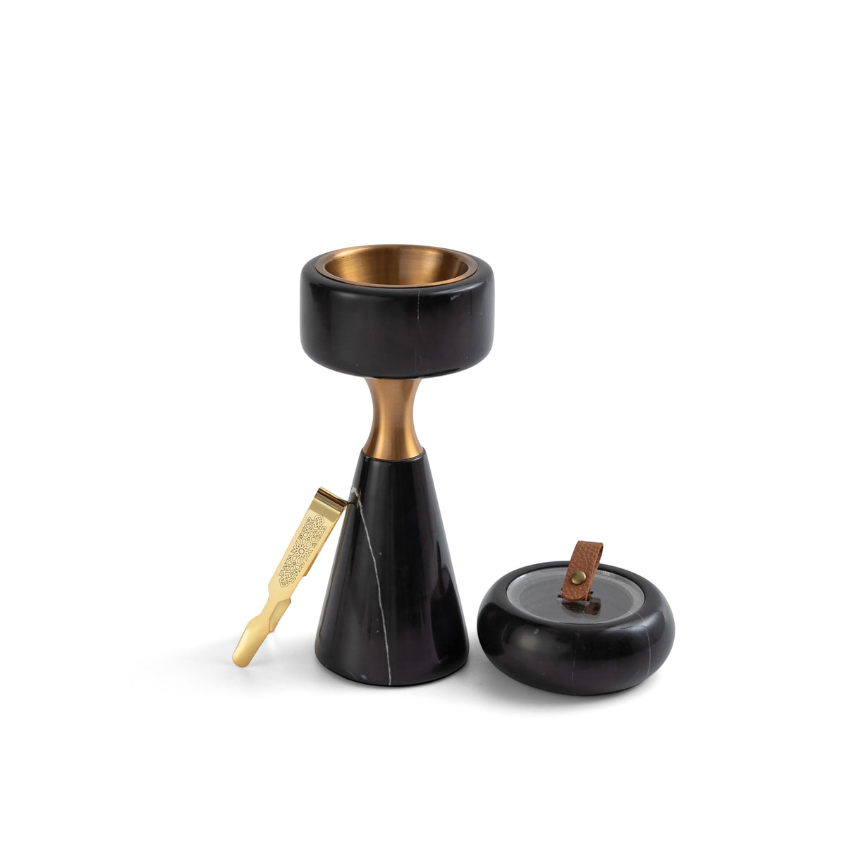 Athar - Marble Incense Burner Set (3-Pc) - Black & Gold