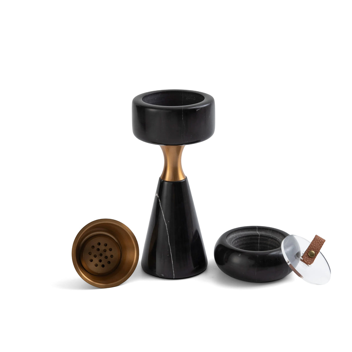 Athar - Marble Incense Burner Set (3-Pc) - Black & Gold