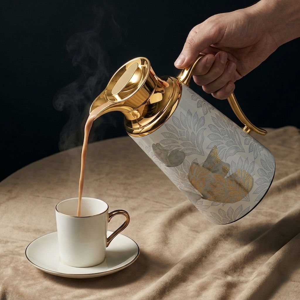 Veloura - Vacuum Flask / Thermos - Brown & Gold