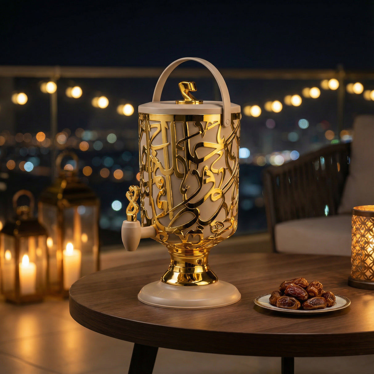 Diwan - 3 Liters Cold Beverage Dispenser - Coffee & Gold