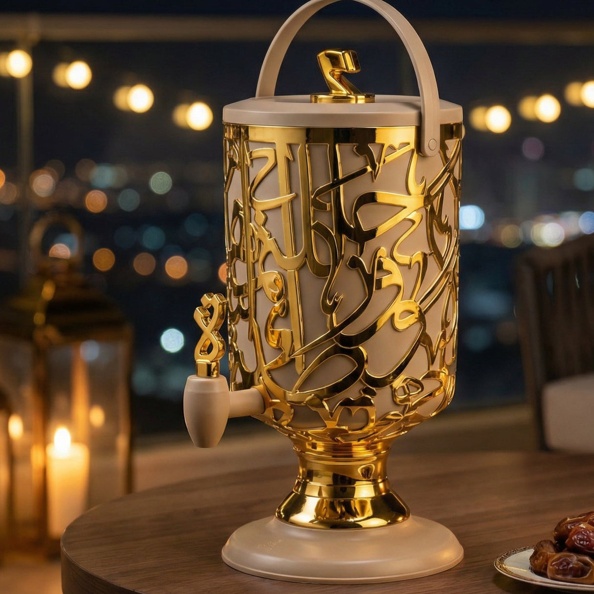 Diwan - 3 Liters Cold Beverage Dispenser - Coffee & Gold