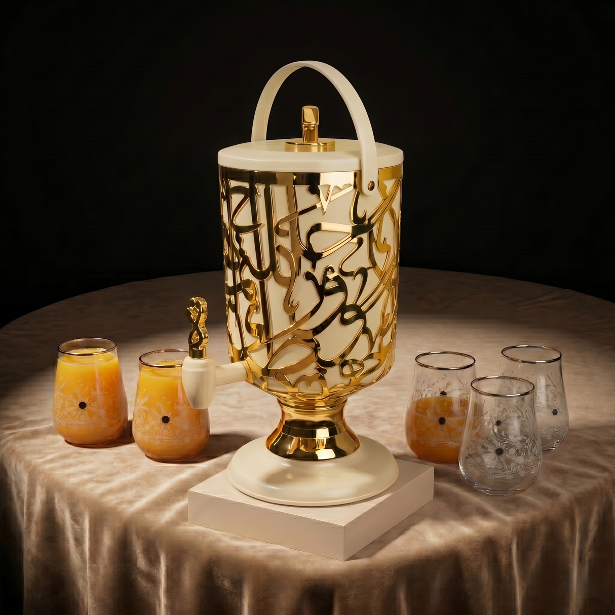 Diwan - Dispensador de bebidas de 3 litros - Marfil y oro