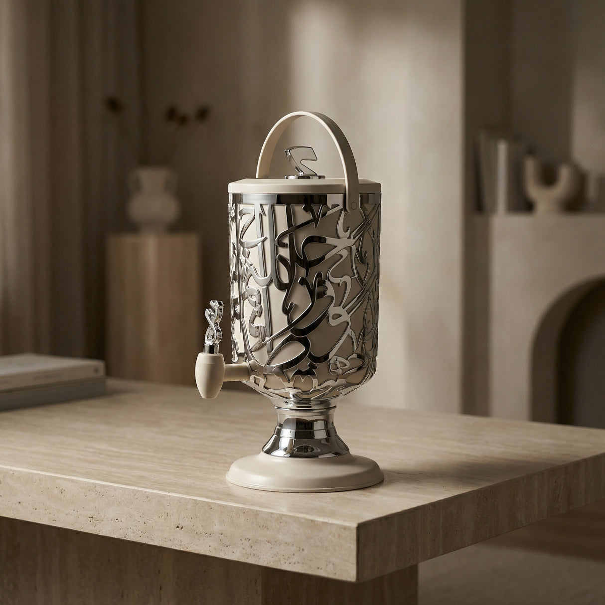 Diwan - 3 Liters Cold Beverage Dispenser - Pearl & Silver