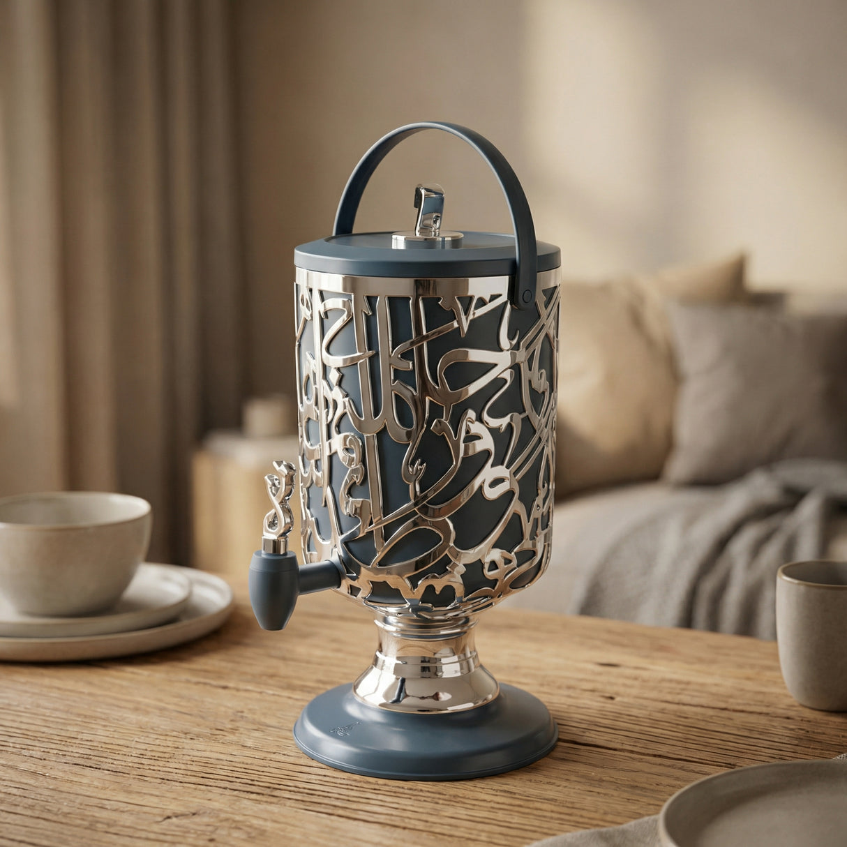 Diwan - 3 Liters Cold Beverage Dispenser - Dark Blue & Silver