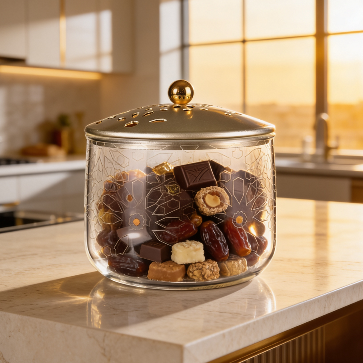 Ikram - Candy Jar 6 Inch Meduim size - Silver & Gold