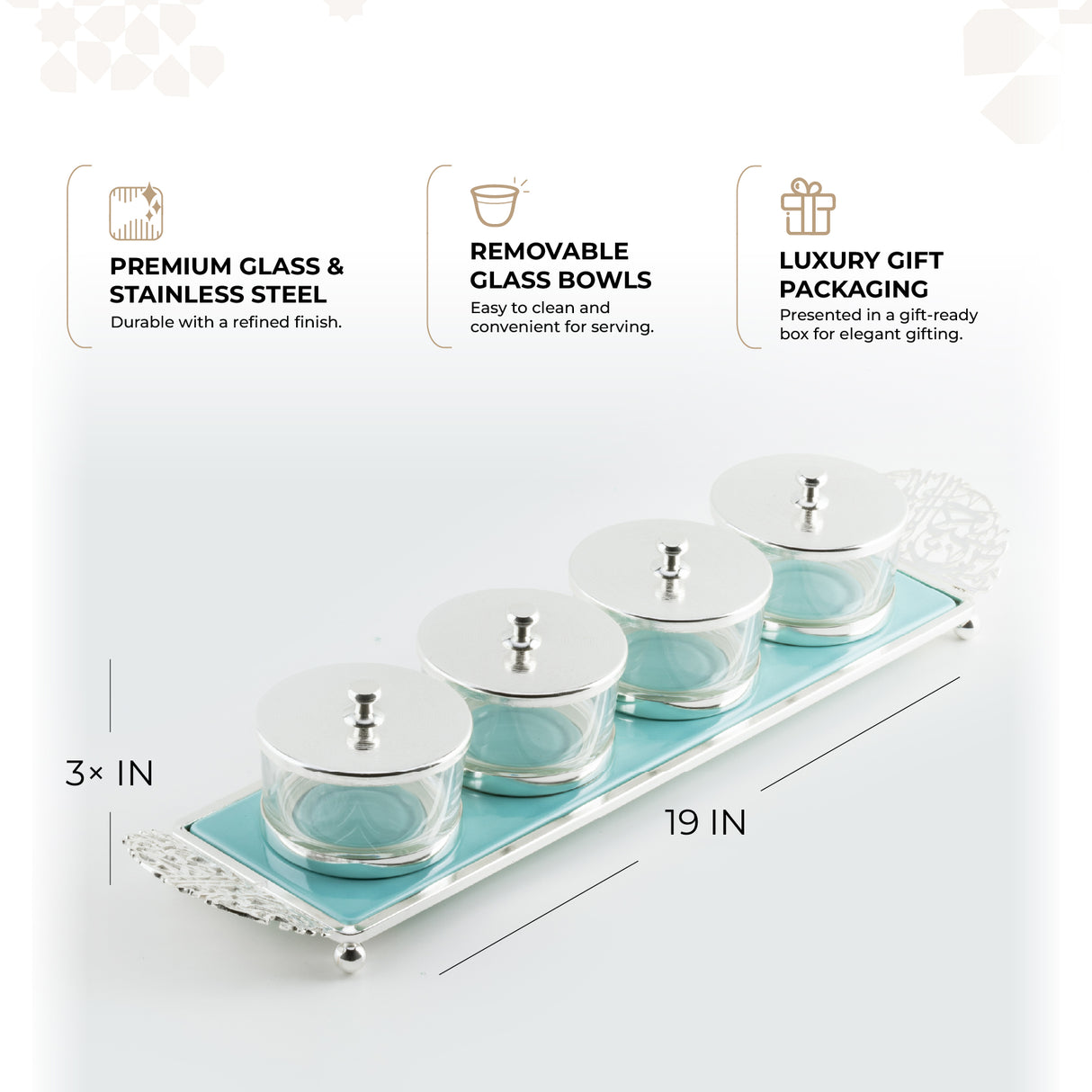 Limited Edition - Snack Serving set (4 Bowls)- Blue & Silver
