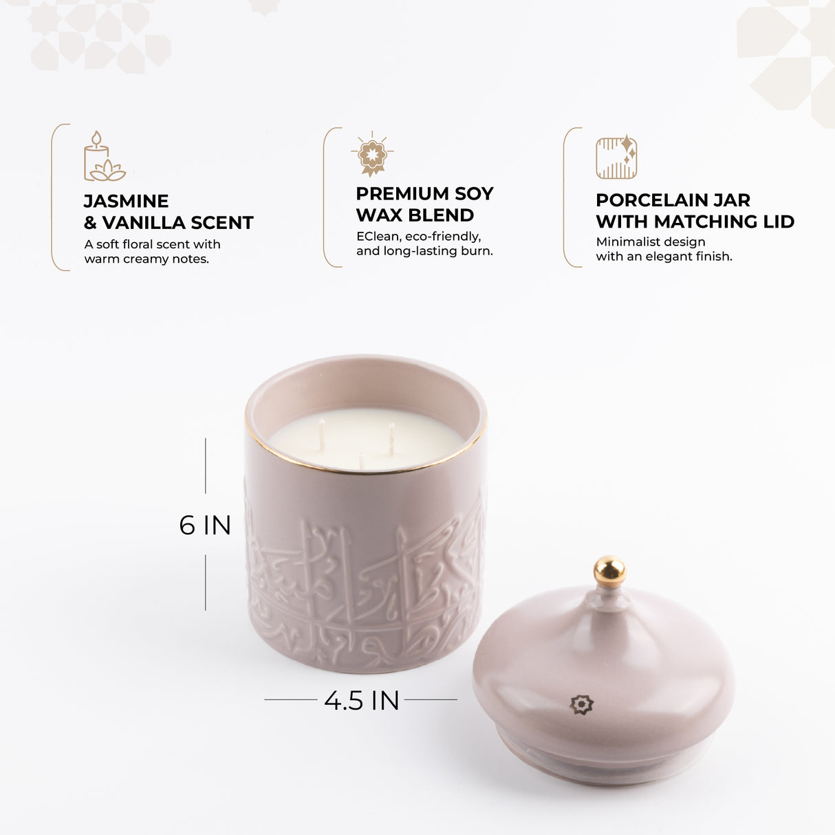 Jiwar - Large Candle| Jasmine Vanilla - Lavender & Gold