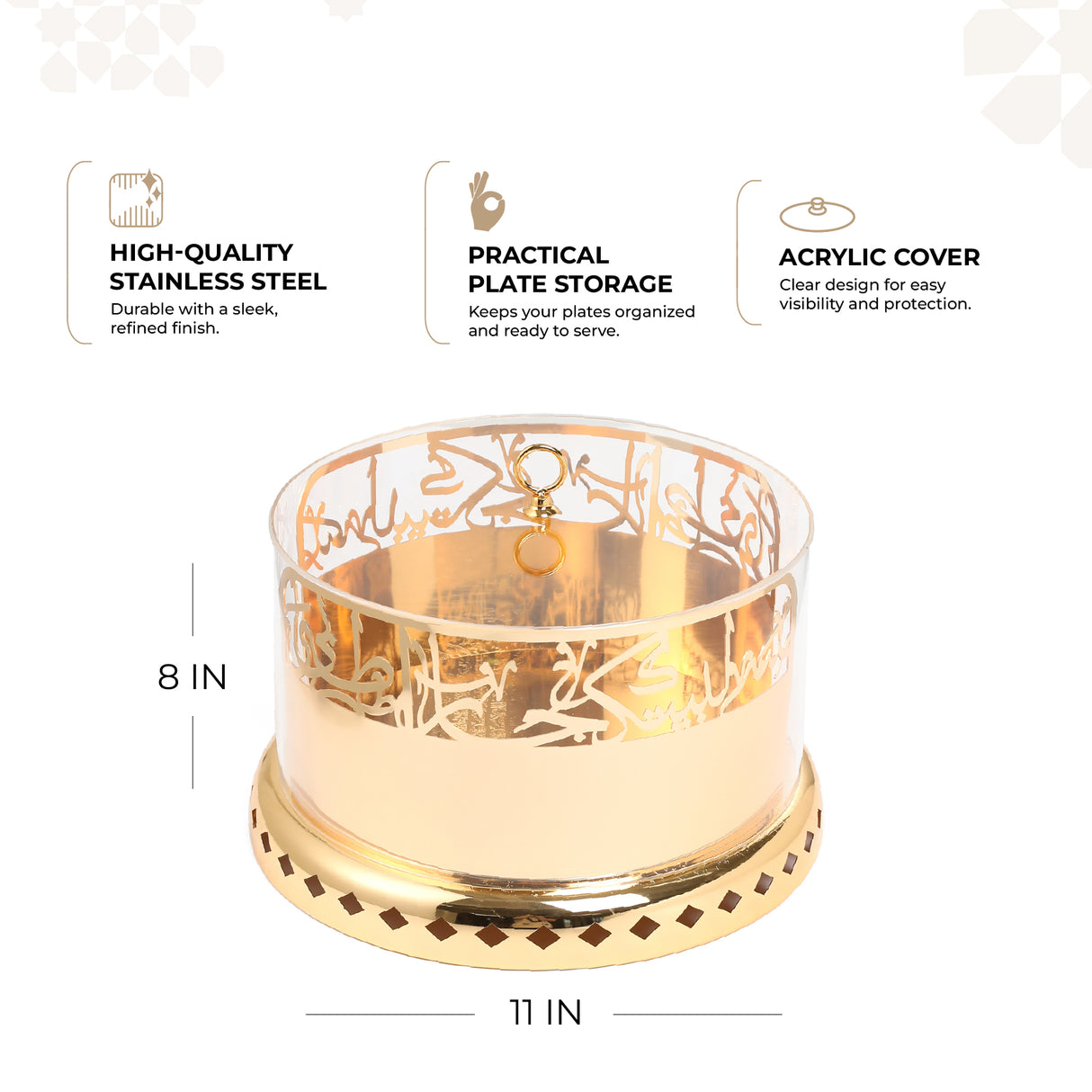 Jiwar - Large Sleek Plate Stand - Gold
