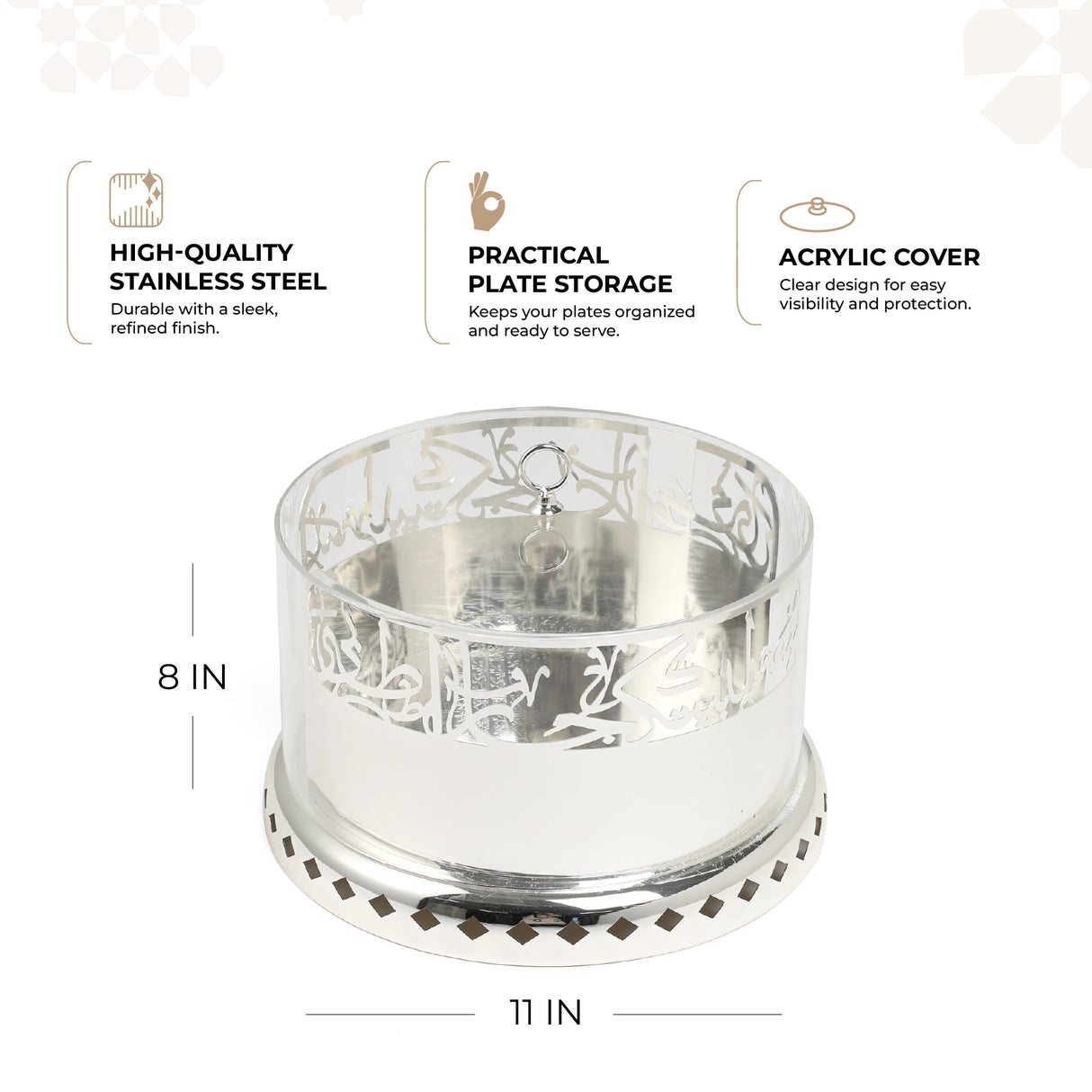 Jiwar - Large Sleek Plate Stand - Silver
