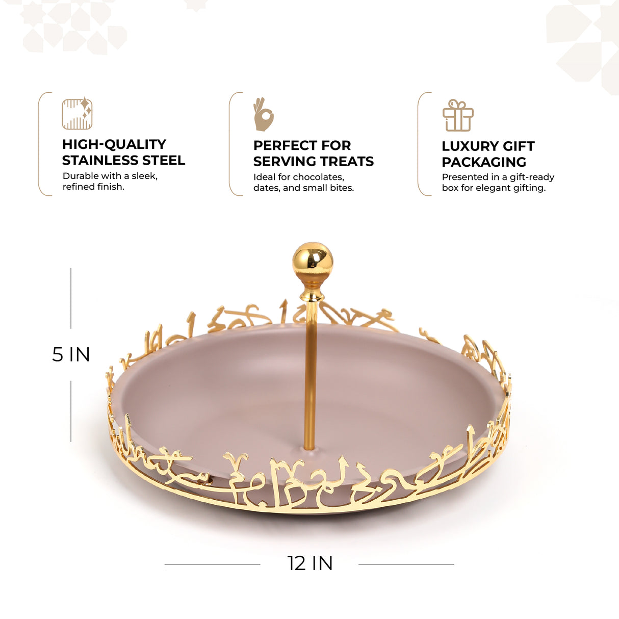 Jiwar - Large Serving Stand - Lavender & Gold