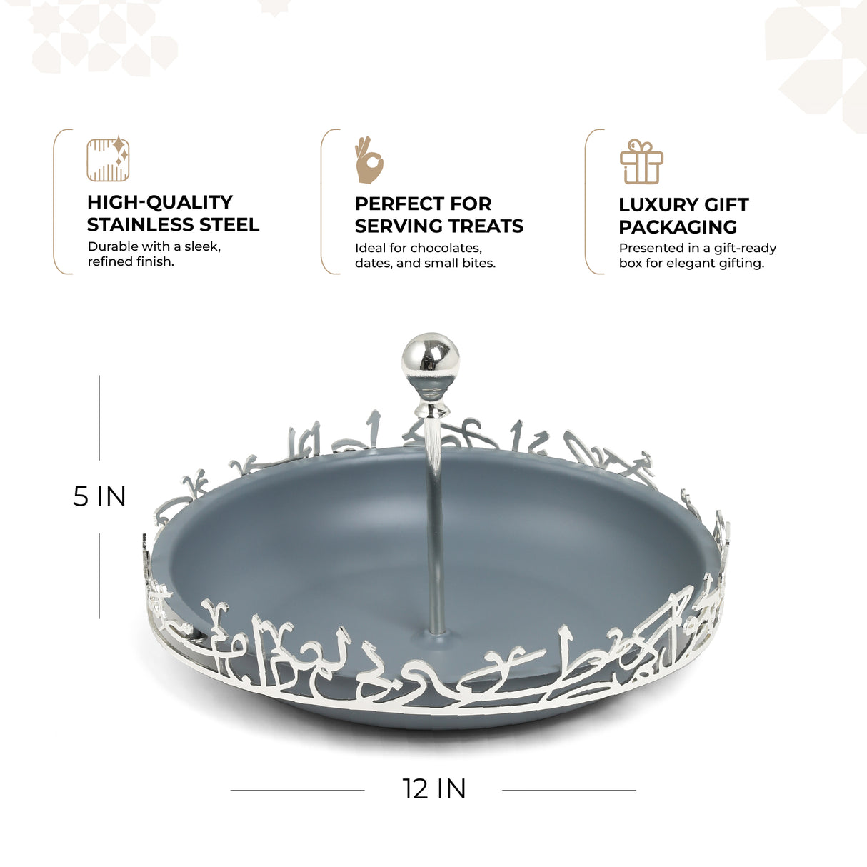 Jiwar - Large Serving Stand - Haze Blue & Silver