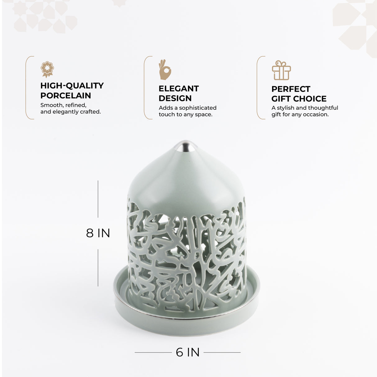 Jiwar - Medium Lantern Candle Holder - Mint Green & Silver