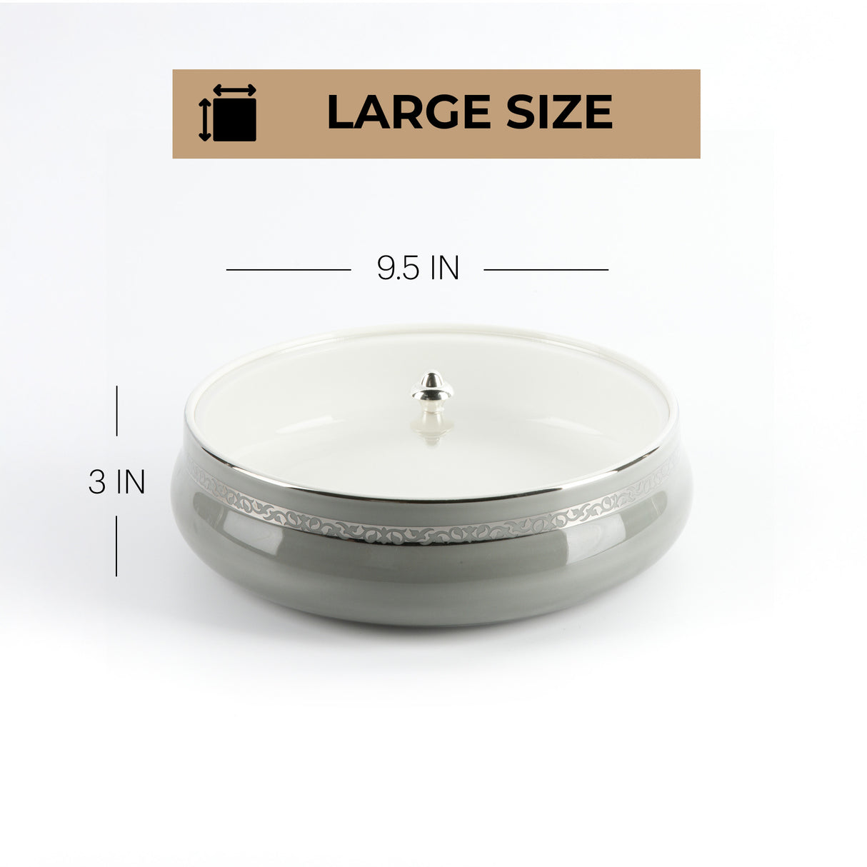 Naqsh - Large Decorative Canister - Grey & Silver