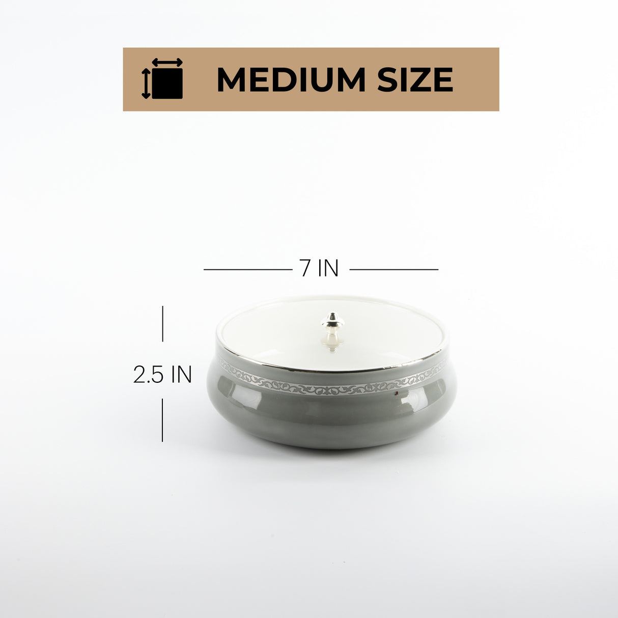 Naqsh - Medium Decorative Canister - Grey & Silver