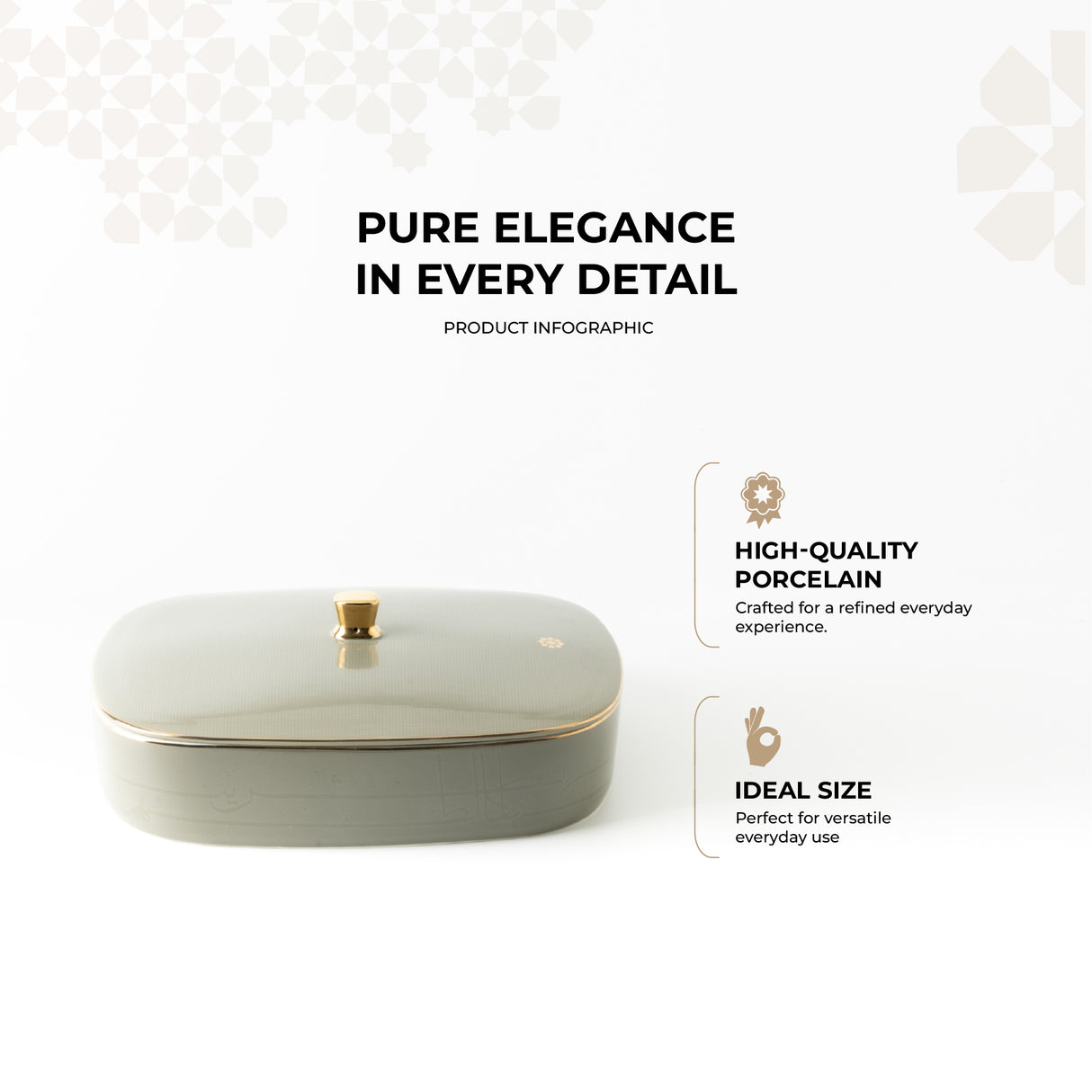 Mirral - Large Decorative Canister - Grey & Gold