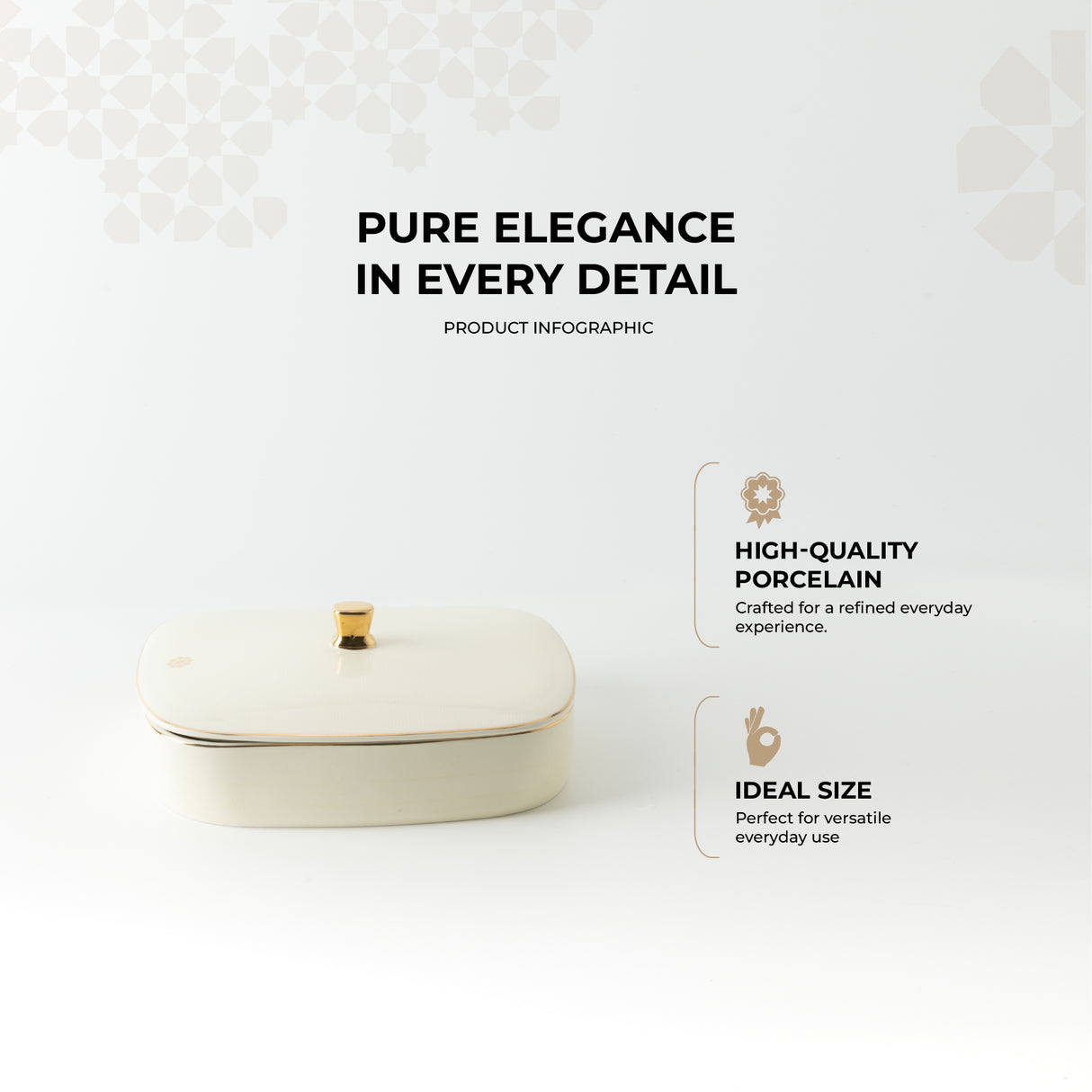 Mirral - Medium Decorative Canister - White & Gold