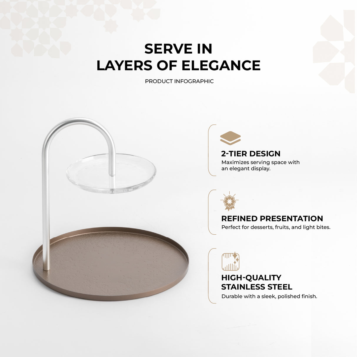 Nourhan - 2 Tier Plate - Bronze & Silver