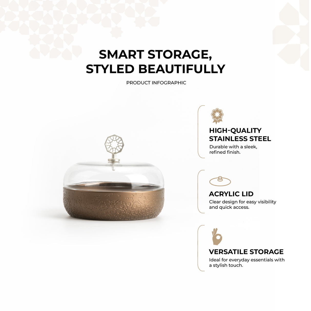 Nourhan - Medium Canister - Bronze & Silver