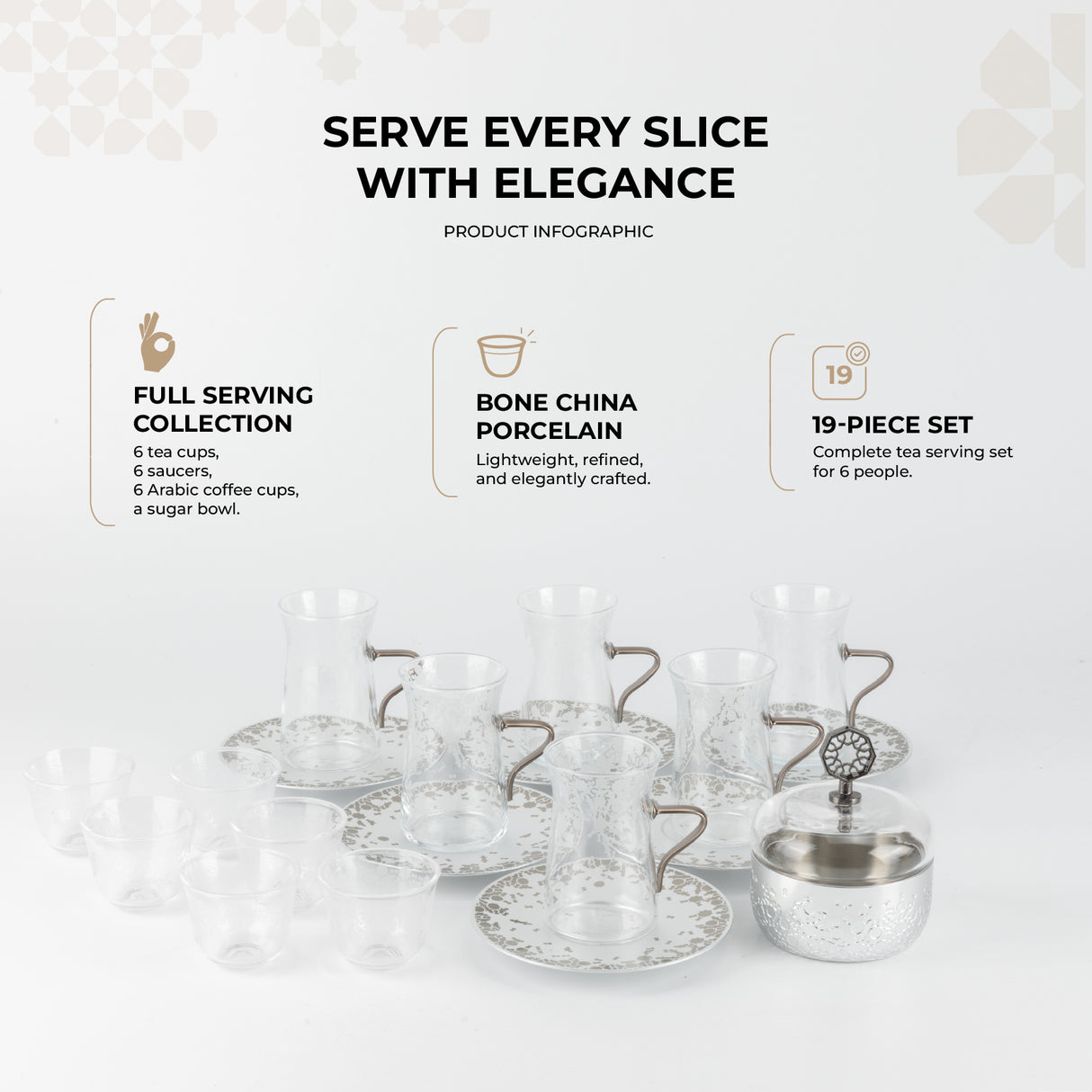 Nourhan - Tea Set (19-Pc) - Silver