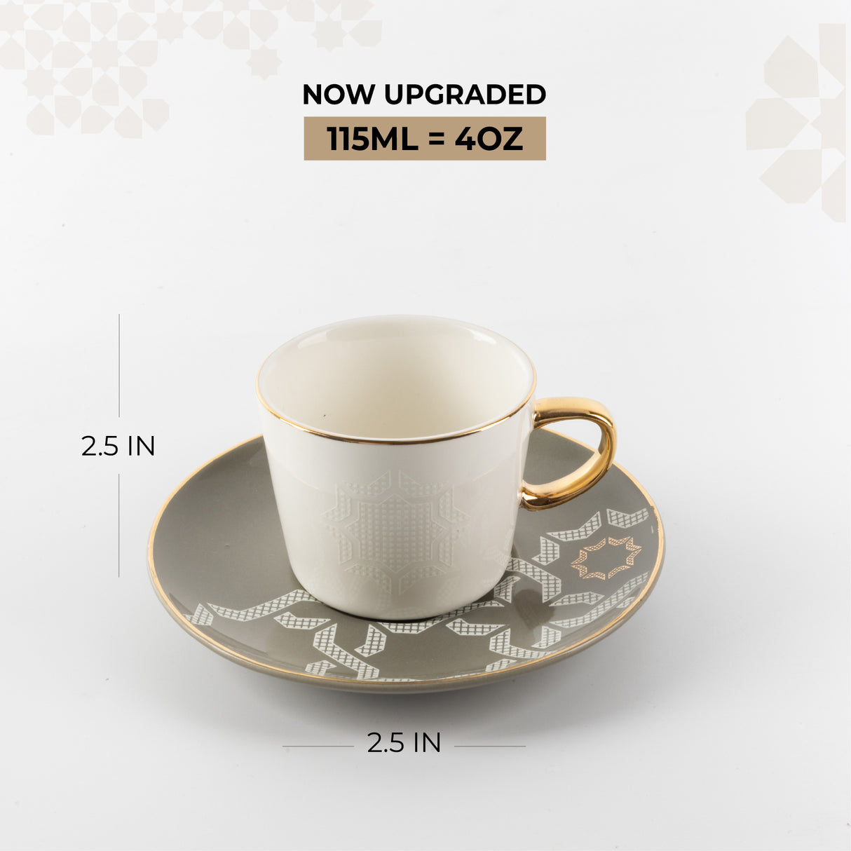 Octara - Espresso/Turkish Coffee Set (12-Pc) - Grey & Gold