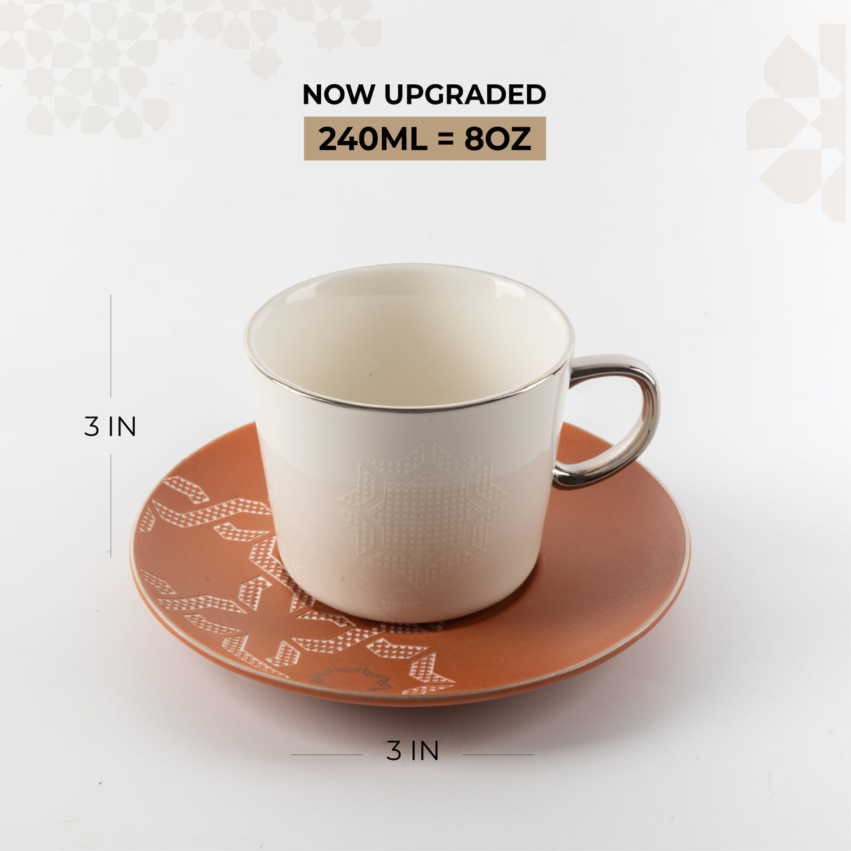 Octara - Cappuccino Set (12-Pc) - Orange & Silver