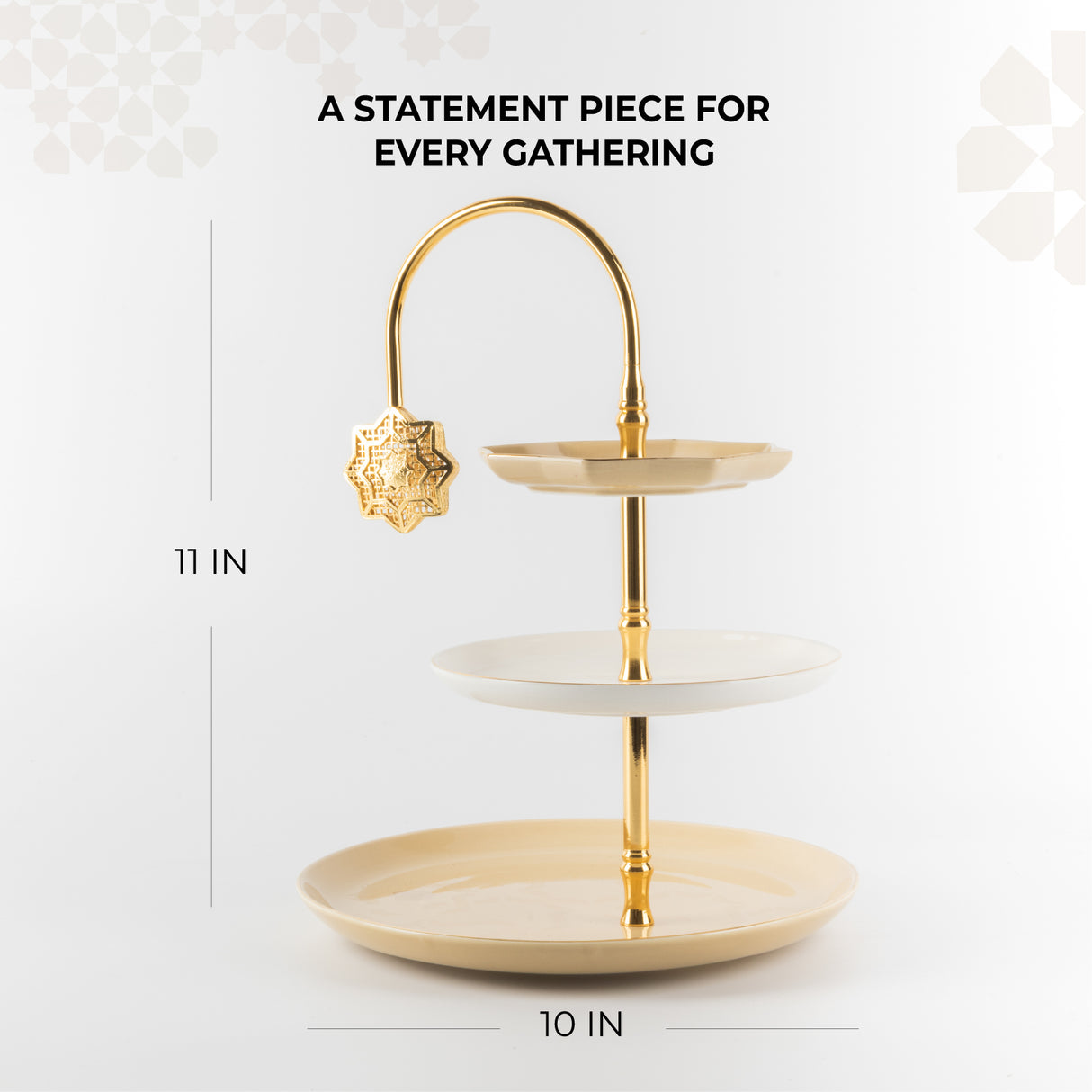 Octara - 3 Tier Plate - Ivory & Gold